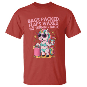 Funny Girls Trip Unicorn T Shirt Bags Packed Flaps Waxed No Turning Back Bikini Vacation Bachelorette TS02 Red Print Your Wear