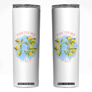 Portofino Italy Lemons Skinny Tumbler Vintage Coastal Europe Travel Summer Vibe Aesthetic TS02 White Print Your Wear