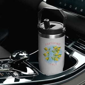 Portofino Italy Lemons Flip Straw Tumbler Vintage Coastal Europe Travel Summer Vibe Aesthetic TS02 Print Your Wear