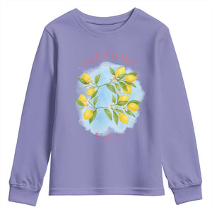 Portofino Italy Lemons Youth Sweatshirt Vintage Coastal Europe Travel Summer Vibe Aesthetic TS02 Violet Print Your Wear