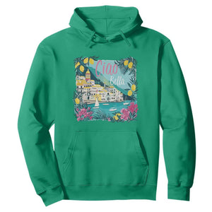 Ciao Bella Italy Amalfi Coast Hoodie Lemons and Florals Nostalgic Village TS02 Irish Green Print Your Wear