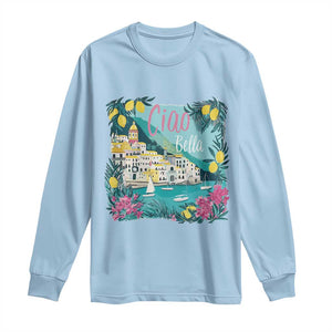 Ciao Bella Italy Amalfi Coast Long Sleeve Shirt Lemons and Florals Nostalgic Village TS02 Light Blue Print Your Wear