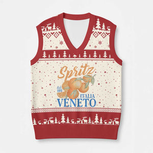 Spritz Italia Veneto Dal 1919 V-Neck Knit Sweater Vest Vintage Aperitivo Orange Italian Cocktail TS02 Beige Red Print Your Wear