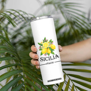 Sicilia Italia Fresh Lemon Skinny Tumbler Italian Sicilians Floral Citrus from Southern Italy TS02 Print Your Wear