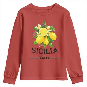 Sicilia Italia Fresh Lemon Youth Sweatshirt Italian Sicilians Floral Citrus from Southern Italy TS02 Red Print Your Wear