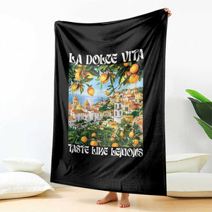 La Dolce Vita Taste Like Lemons Throw Blanket Retro Italian Village Citrus Summer Wanderlusters TS02 Print Your Wear