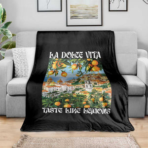 La Dolce Vita Taste Like Lemons Throw Blanket Retro Italian Village Citrus Summer Wanderlusters TS02 Print Your Wear