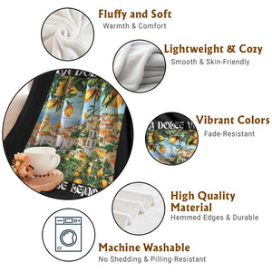 La Dolce Vita Taste Like Lemons Throw Blanket Retro Italian Village Citrus Summer Wanderlusters TS02 Print Your Wear