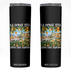 La Dolce Vita Taste Like Lemons Skinny Tumbler Retro Italian Village Citrus Summer Wanderlusters TS02 Black Print Your Wear