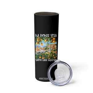 La Dolce Vita Taste Like Lemons Skinny Tumbler Retro Italian Village Citrus Summer Wanderlusters TS02 Print Your Wear