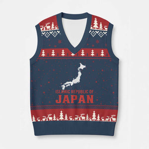 Islamic Republic of Japan Country Map Graphic V-Neck Knit Sweater Vest Viral Political Satire Meme