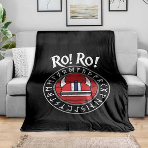 Ro Ro Ro Viking Chant Norway Football Fans Throw Blanket Norwegian Pride Distressed Norse Runes Shield Patriotic Supporter TS02 Print Your Wear
