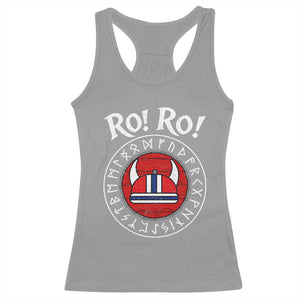 Ro Ro Ro Viking Chant Norway Football Fans Racerback Tank Top Norwegian Pride Distressed Norse Runes Shield Patriotic Supporter