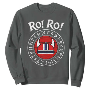Ro Ro Ro Viking Chant Norway Football Fans Sweatshirt Norwegian Pride Distressed Norse Runes Shield Patriotic Supporter