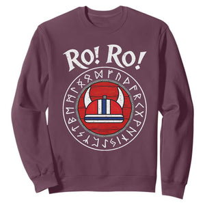Ro Ro Ro Viking Chant Norway Football Fans Sweatshirt Norwegian Pride Distressed Norse Runes Shield Patriotic Supporter