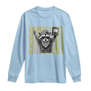 Cool Kindergarten Raccoon Back to School Long Sleeve Shirt First Day of School Funny Kids Gift