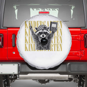 Cool Kindergarten Raccoon Back to School Spare Tire Cover First Day of School Funny Kids Gift TS02 White Print Your Wear