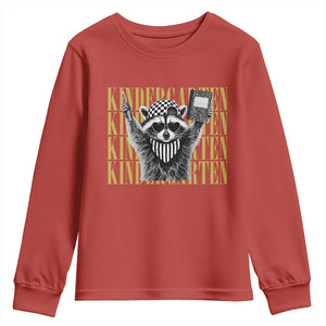 Cool Kindergarten Raccoon Back to School Youth Sweatshirt First Day of School Funny Kids Gift