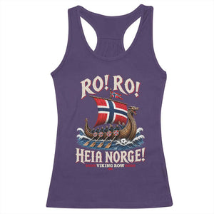 Funny Heia Norge Soccer Viking Row Racerback Tank Top Ro Ro Norway Football Fans Norwegian Pride TS02 Purple Print Your Wear