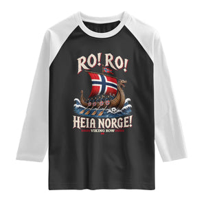 Funny Heia Norge Soccer Viking Row Raglan Shirt Ro Ro Norway Football Fans Norwegian Pride TS02 Black White Print Your Wear