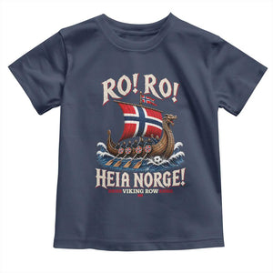 Funny Heia Norge Soccer Viking Row Toddler T Shirt Ro Ro Norway Football Fans Norwegian Pride TS02 Navy Print Your Wear
