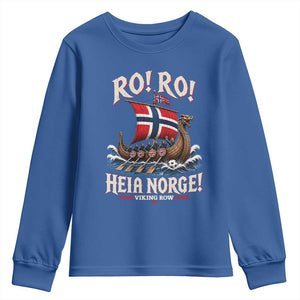 Funny Heia Norge Soccer Viking Row Youth Sweatshirt Ro Ro Norway Football Fans Norwegian Pride TS02 Royal Blue Print Your Wear