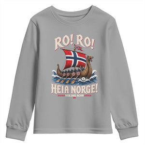 Funny Heia Norge Soccer Viking Row Youth Sweatshirt Ro Ro Norway Football Fans Norwegian Pride TS02 Sport Gray Print Your Wear