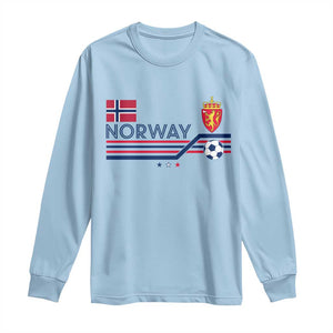 Classic Norway Football Emblem Graphic Long Sleeve Shirt Retro Norwegian Flag Coat of Arms Norge Soccer Fans TS02 Light Blue Print Your Wear