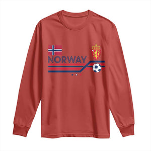 Classic Norway Football Emblem Graphic Long Sleeve Shirt Retro Norwegian Flag Coat of Arms Norge Soccer Fans TS02 Red Print Your Wear