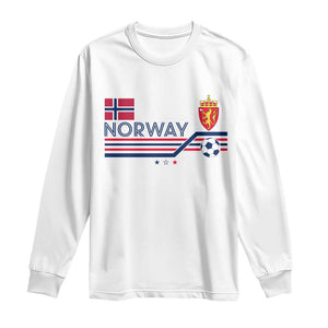 Classic Norway Football Emblem Graphic Long Sleeve Shirt Retro Norwegian Flag Coat of Arms Norge Soccer Fans TS02 White Print Your Wear
