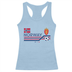Classic Norway Football Emblem Graphic Racerback Tank Top Retro Norwegian Flag Coat of Arms Norge Soccer Fans TS02 Light Blue Print Your Wear