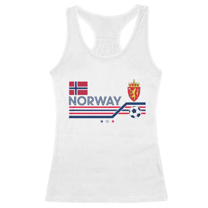 Classic Norway Football Emblem Graphic Racerback Tank Top Retro Norwegian Flag Coat of Arms Norge Soccer Fans TS02 White Print Your Wear