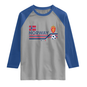 Classic Norway Football Emblem Graphic Raglan Shirt Retro Norwegian Flag Coat of Arms Norge Soccer Fans TS02 Sport Gray Royal Print Your Wear