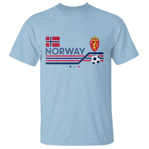 Classic Norway Football Emblem Graphic T Shirt Retro Norwegian Flag Coat of Arms Norge Soccer Fans TS02 Light Blue Print Your Wear