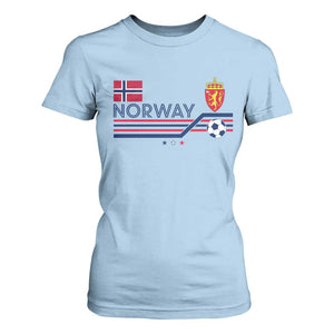 Classic Norway Football Emblem Graphic T Shirt For Women Retro Norwegian Flag Coat of Arms Norge Soccer Fans TS02 Light Blue Print Your Wear
