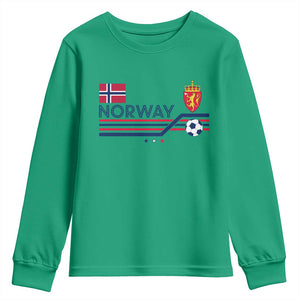 Classic Norway Football Emblem Graphic Youth Sweatshirt Retro Norwegian Flag Coat of Arms Norge Soccer Fans TS02 Irish Green Print Your Wear