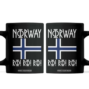 Norway Flag Ro Ro Ro Norse Rune Typography Graphic Coffee Mug Norge Football Fans Norwegian Pride TS02 Black Print Your Wear