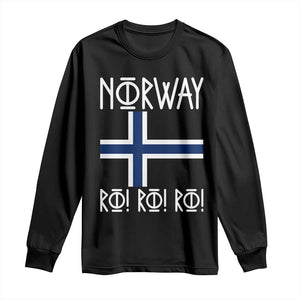 Norway Flag Ro Ro Ro Norse Rune Typography Graphic Long Sleeve Shirt Norge Football Fans Norwegian Pride TS02 Black Print Your Wear