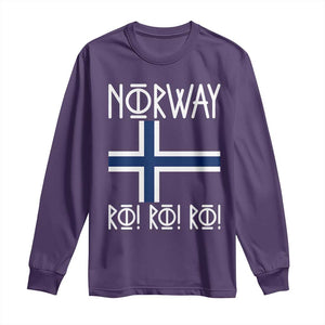 Norway Flag Ro Ro Ro Norse Rune Typography Graphic Long Sleeve Shirt Norge Football Fans Norwegian Pride TS02 Purple Print Your Wear