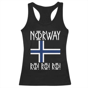 Norway Flag Ro Ro Ro Norse Rune Typography Graphic Racerback Tank Top Norge Football Fans Norwegian Pride TS02 Black Print Your Wear