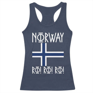 Norway Flag Ro Ro Ro Norse Rune Typography Graphic Racerback Tank Top Norge Football Fans Norwegian Pride TS02 Navy Print Your Wear
