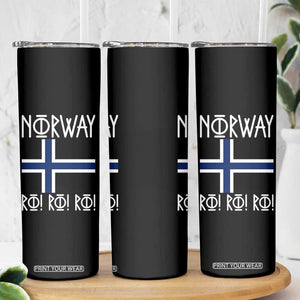 Norway Flag Ro Ro Ro Norse Rune Typography Graphic Skinny Tumbler Norge Football Fans Norwegian Pride TS02 Print Your Wear