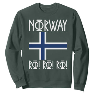 Norway Flag Ro Ro Ro Norse Rune Typography Graphic Sweatshirt Norge Football Fans Norwegian Pride TS02 Dark Forest Green Print Your Wear