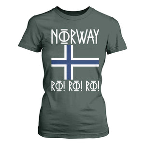 Norway Flag Ro Ro Ro Norse Rune Typography Graphic T Shirt For Women Norge Football Fans Norwegian Pride TS02 Dark Forest Green Print Your Wear