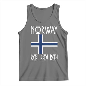Norway Flag Ro Ro Ro Norse Rune Typography Graphic Tank Top Norge Football Fans Norwegian Pride TS02 Black Heather Print Your Wear