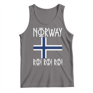 Norway Flag Ro Ro Ro Norse Rune Typography Graphic Tank Top Norge Football Fans Norwegian Pride TS02 Deep Heather Print Your Wear
