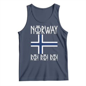 Norway Flag Ro Ro Ro Norse Rune Typography Graphic Tank Top Norge Football Fans Norwegian Pride TS02 Navy Print Your Wear