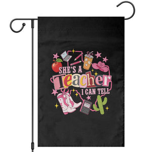 She is a Teacher I Can Tell School Aesthetic Garden Flag Retro Groovy Western Cowgirl Texas