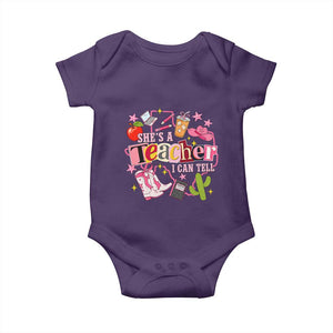 She is a Teacher I Can Tell School Aesthetic Baby Onesie Retro Groovy Western Cowgirl Texas