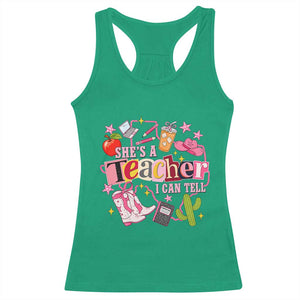 She is a Teacher I Can Tell School Aesthetic Racerback Tank Top Retro Groovy Western Cowgirl Texas